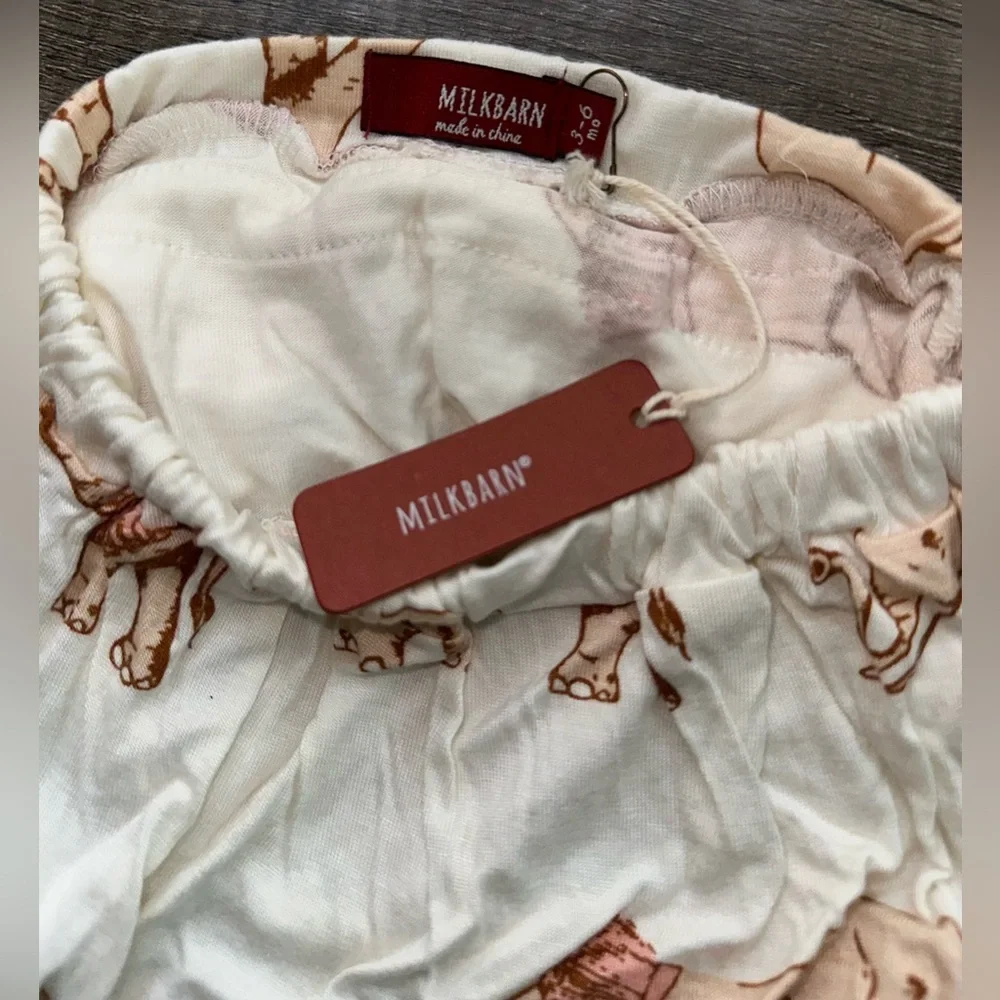 MILKBARN Bamboo Elephant‎ Ruffle Bloomers Baby Girl 3-6 Months Diaper Cover NEW